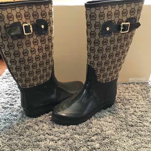 MICHAEL Michael Kors Shoes - Michael Kors Tall Brown Monogram Rain Boots